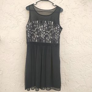 Sheer black and nude lace paneled dress